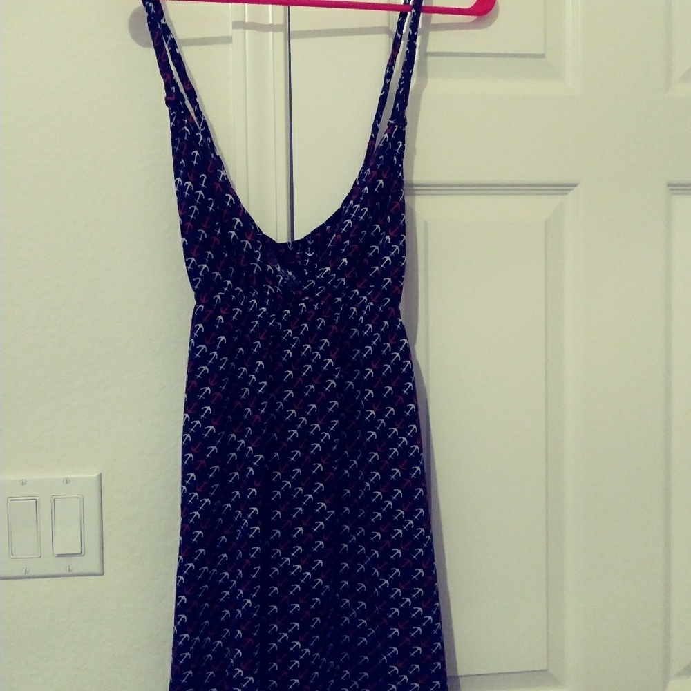Red, White, and Navy Blue Anchor Printed Dress